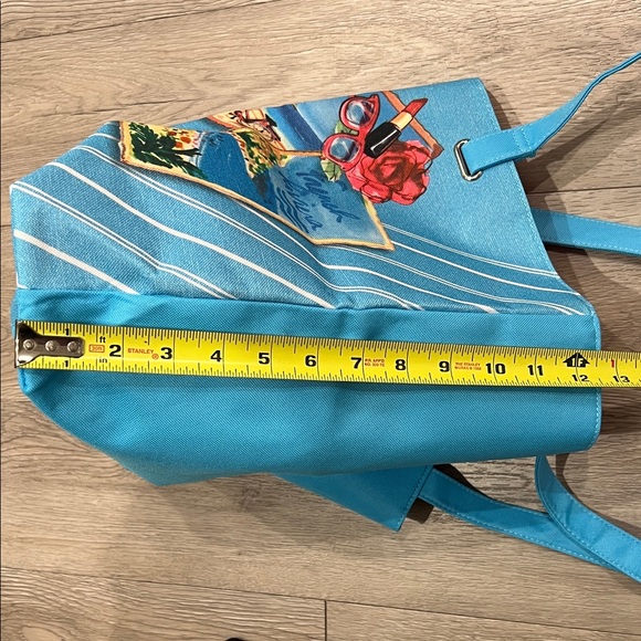 Lancôme Blue Large Tote with French Riviera Girl Graphic Design Beach Rose